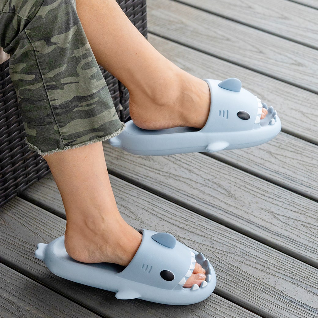 Shark Slides: Ultra-Soft, Non-Slip, Quick-Dry, Fun Open-Toe Cloud Comfort Sandals