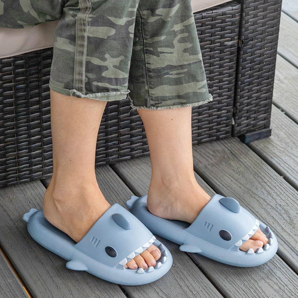 Shark Slides: Ultra-Soft, Non-Slip, Quick-Dry, Fun Open-Toe Cloud Comfort Sandals