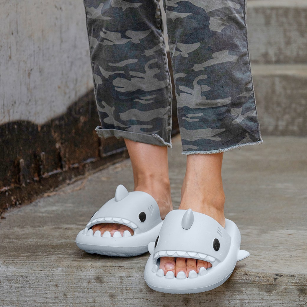 Shark Slides: Ultra-Soft, Non-Slip, Quick-Dry, Fun Open-Toe Cloud Comfort Sandals