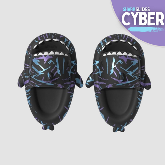 Cyber Shark Slides: Limited Edition Comfort, Non-Slip, Quick-Dry, Trendy, Open-Toe Slippers