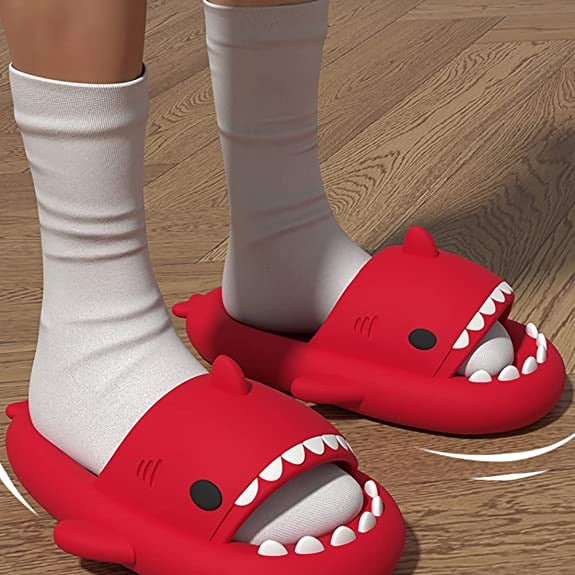 Comfort Shark Slides: Soft, Non-Slip, Quick-Dry, Fun Open-Toe Pool Beach Sandals